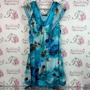 Temptations Italy dress sequins sparkly shimmer floral Turquoise Garment